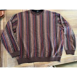 Tosani Canada Knit Multicolor Coogi Style Knit Sweater 80s/90s VTG Sz XL